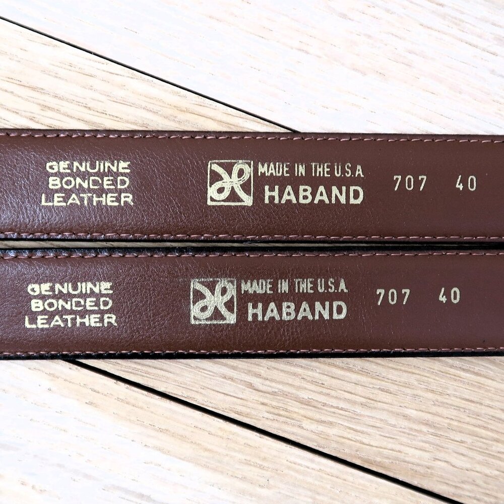 Haband Genuine Bonded Leather Belts USA Made 44 Inch Long Brown Two Pack Bundle